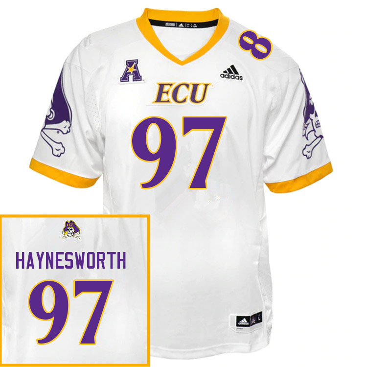 Men #97 Justyn Haynesworth ECU Pirates College Football Jerseys Sale-White